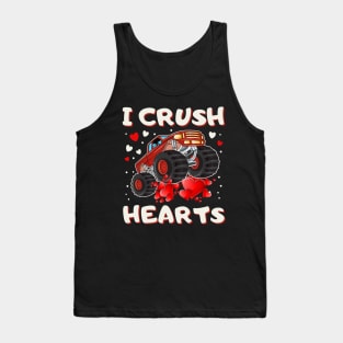 Valentines Day Monster Truck Boys Toddler I Crush Hearts Tank Top